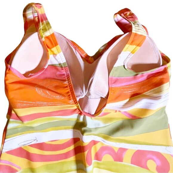 Gottex One Piece Swimsuit in Painted Desert Orange Pink Gold Women’s Size 22W - Picture 6 of 12